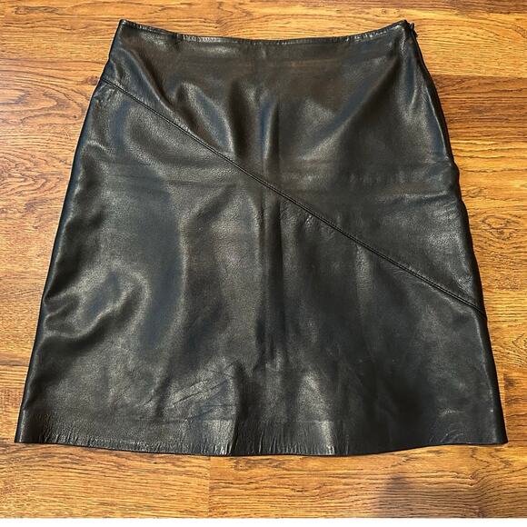 Anonymous John Carlisle Women's Lamb Leather Mini Skirt Black Sz 6 Edgy Fashion - Picture 1 of 8